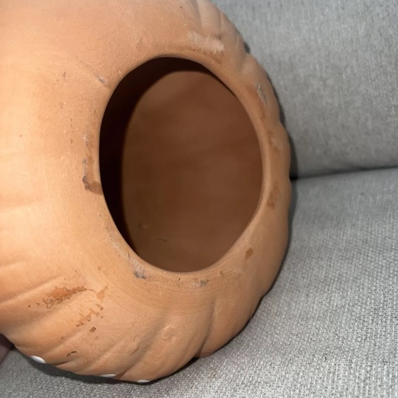 TERRACOTTA JACK O LANTERN GOURD 9.5" melty monster face squash Halloween RARE - Picture 3 of 5